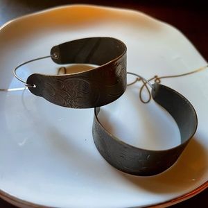 Free People Hoop Flower Engraved Earrings